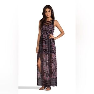 Free People Morrican Printed Maxi Dress in Black Combo Size XS.